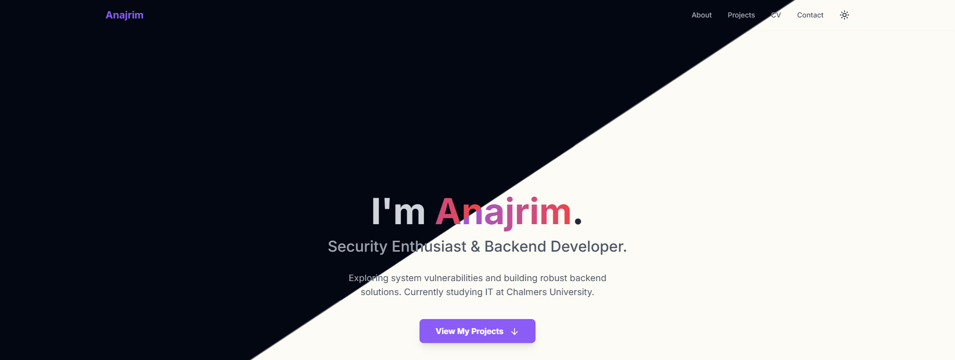 Screenshot of the Anajrim.me portfolio website